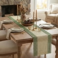 thumbnail image 3 of Sm:)e Rustic Farmhouse Dark Green Paper Braided Table Runner 12x36 Inch, Seasonal Christmas Woven Decoration for Kitchen Dining, Home & Party Use, 3 of 6