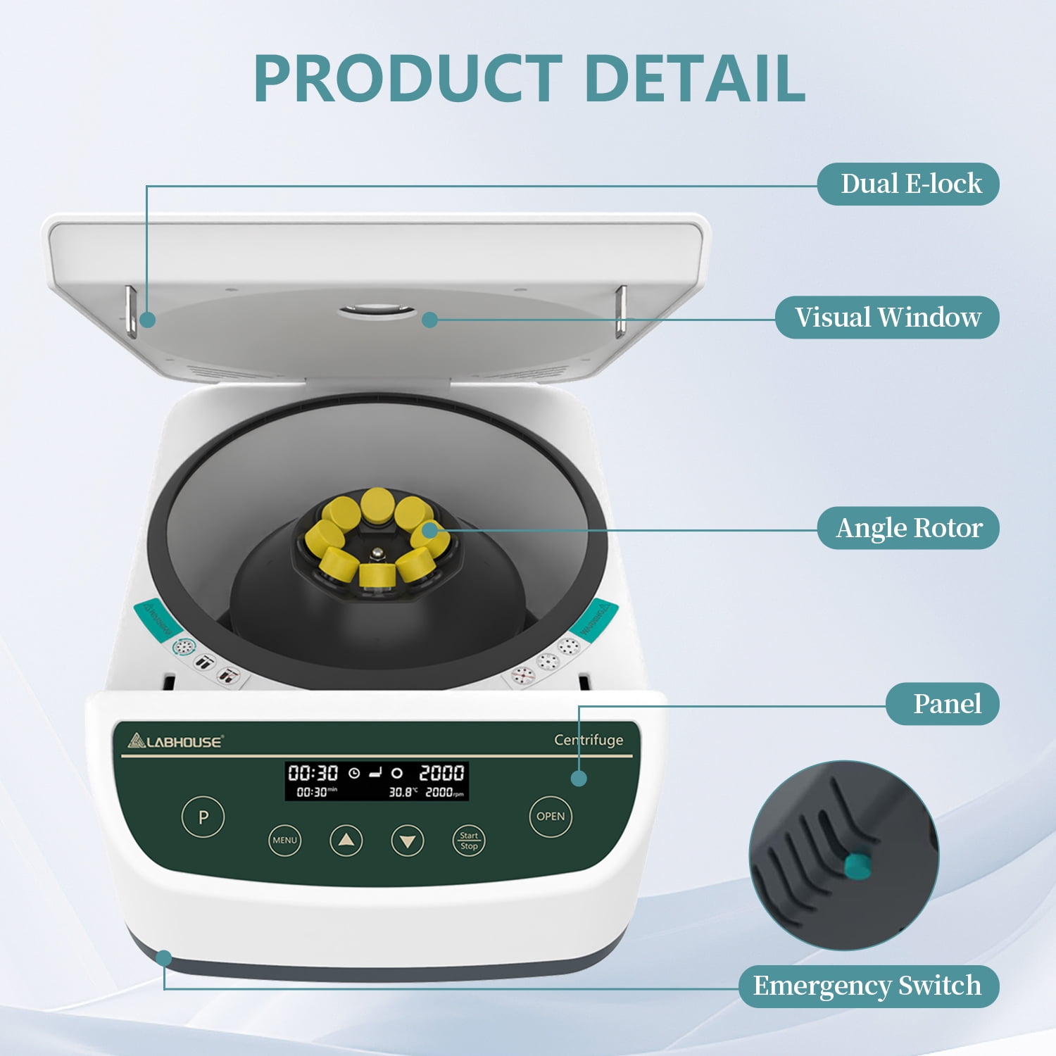 LABHOUSE Centrifuge Machine PRP PRF 2ml-5ml/10ml/15mlx8, Digital Speed 500-4000rpm 1967xg RCF Benchtop Centrifuge with 9-Program Storage & Timer 30sec-99min for Labs Use