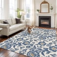 thumbnail image 2 of Blue Flowers Area Rugs 6'x9', Washable Small Throw Rugs for Kitchen Dining room, Spring Floral Elegant Pastoral Rustic Indoor Outdoor Rug Non-Slip Low Pile Carpet Runner Reversible Floor Mats, 2 of 8