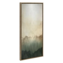 Kate and Laurel Sylvie Green Mountain Abstract I Framed Canvas Wall Art by Amy Lighthall, 18x40 Gold, Soft Mountain Landscape Art for Wall