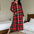 thumbnail image 6 of Womens Long Nightgowns Plaid Zipper Robes Christmas Pajama with Pocket Long Sleeve Bathrobes Loose Full Length Loungewear Warm Sleepwear Crew Neck House Coat, 6 of 9