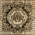 thumbnail image 1 of Ahgly Company Indoor Square Medallion Brown French Area Rugs, 5' Square, 1 of 4