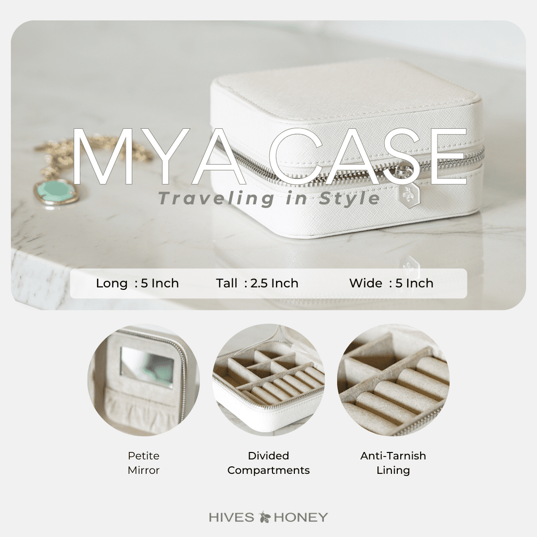 Hives & Honey Women's White Mya Compact Jewelry Travel Case