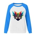 thumbnail image 5 of Byworldtasic Mardi Gras Long-Sleeve T-Shirt for Women Plus Size Raglan Sleeve Carnival Graphic Top, 5 of 6