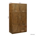 thumbnail image 7 of 70.87" High Wardrobe & Kitchen Cabinet, Freestanding Storage Cabinet with 2 Doors, 3 Adjustable Shelves and 2 Drawers, Modern Wooden Wardrobe Armoire Closet for Bedroom Living Room, Walnut, 7 of 7