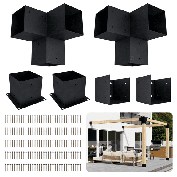 8' x 8' Pergola Frame Kit - Commercial Grade Steel Pergola Brackets for 6x6 Wood to Build Back Porch Pergola (Lumber Not Included)