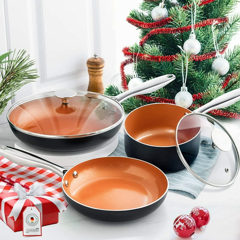 MICHELANGELO Copper Cookware Set 5 Piece, Ultra Nonstick Pots and Pans  Copper with Ceramic Interior, Copper Nonstick Cookware Set, Ceramic Pot and  Pans Set, Copper Pots and Pans, Copper Pots Set -5Pcs 
