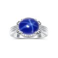thumbnail image 3 of RYLOS Bagues pour Femmes Bague en or Blanc 14K Pierre Précieuse 12X10MM et Diamants Superbe Bague pour Doigt du Milieu Ou Index Saphir Étoilé Bleu Bijoux Taille 11, 3 of 7
