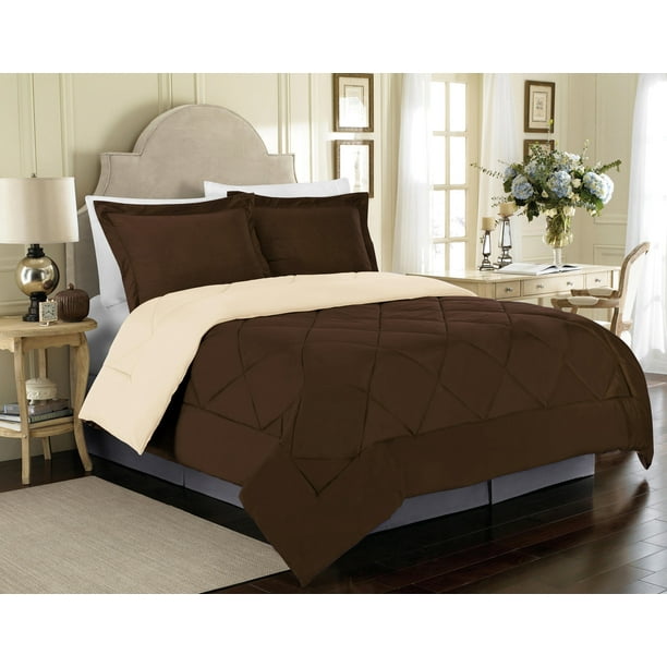 Edredón Individual Doble Vista Café / Crema Reversible Hudson & Main All Season Reversible Doble Vista Ind Chocolate / Crema