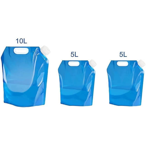 Recipiente de agua plegable de 10 l / 5 l, recipiente de agua potable plegable portátil, tanque de agua para senderismo, camping, picnic, viajes, barbacoa, color azul