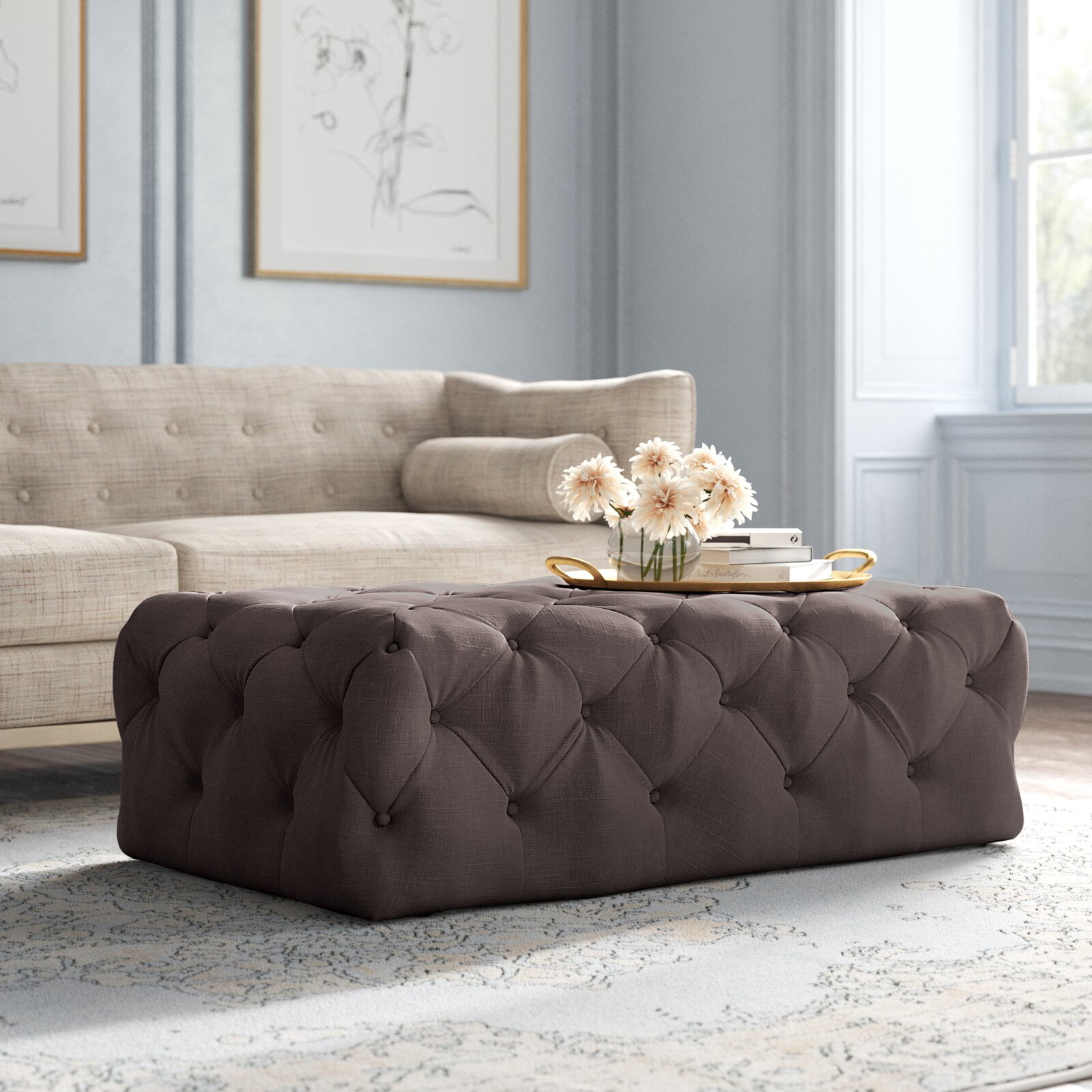 Tufted cocktail on sale ottoman rectangle