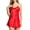B Red, variant on Womens Suspenders Nightgowns, Scoop Neck Silk Satins Sleepwear Soft Lightweight Summer Nightdress Red 3XL