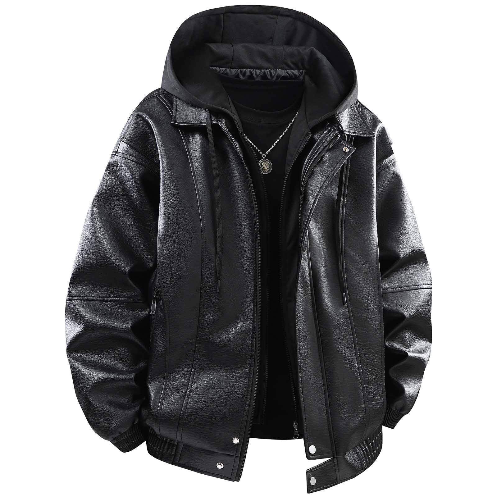 Uootdi Cropped Leather Jacket for Women Vintage Style Motorcycle Bomber Jacket Faux Leather Lapel Neck Zip Up Long Sleeve Coats Fall Going Out Jackets