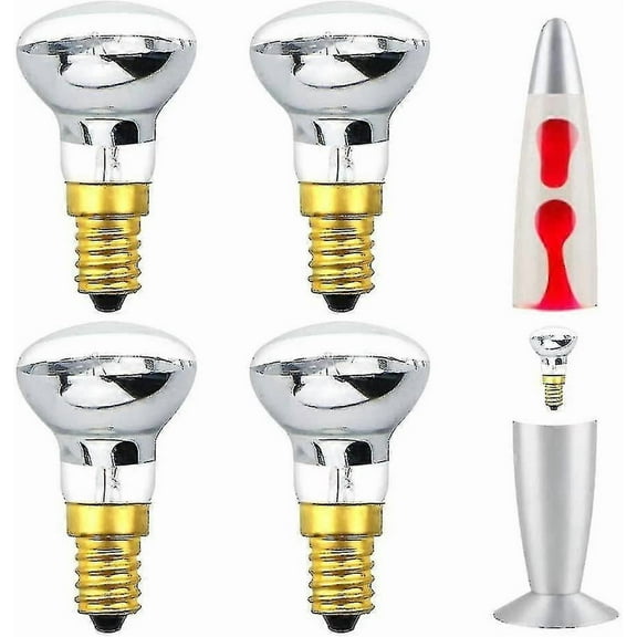 RAIN Pack Of 4 Lava Lamp Bulb 25w E14 R39 Warm White Reflector Bulb - Ses Small Screw Edison Incandescent Spotlight Bulb (energy Class C)