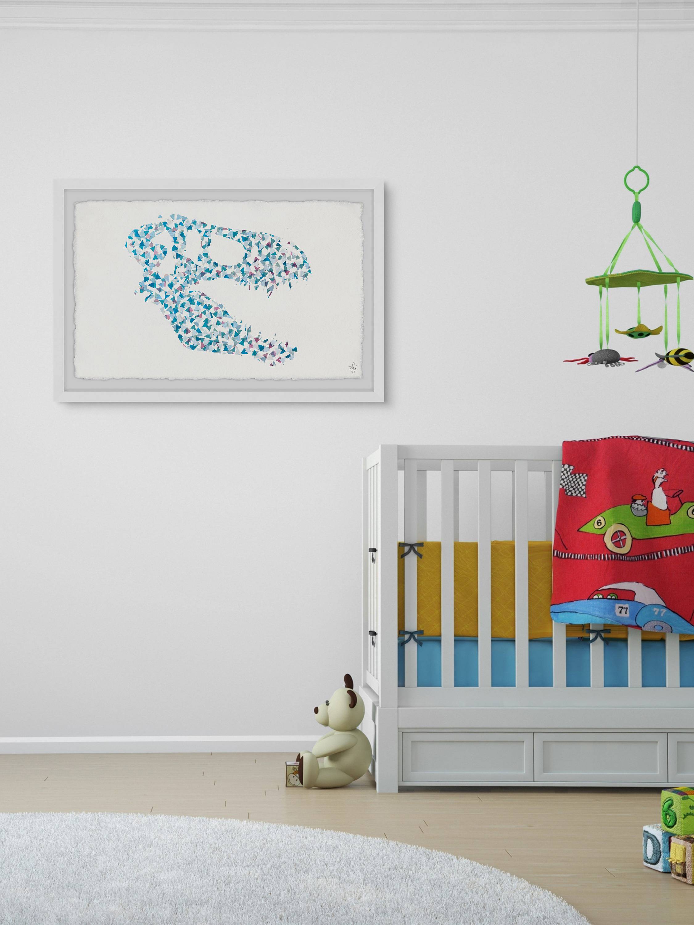 Marmont Hill Patterned Dino Skull Framed Wall Art, 30.00" x 1.50"