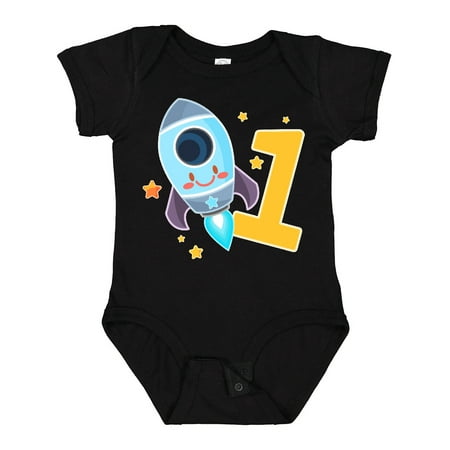 

Inktastic Rocket Space Ship Happy First Birthday Gift Baby Boy or Baby Girl Bodysuit