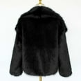 thumbnail image 4 of Fengqque Mens Lapel Faux Fur Jacket Long Sleeve Turn Down Collar Furry Coat Winter Warm Fluffy Furry Cardigans Outerwear Black L(L), 4 of 9