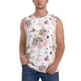 thumbnail image 2 of Fotbe Men's Flamingo And Flowers Print Men's Sleeveless Muscle Tank Tops Casual T-Shirts for Gym Workout Beach-Large, 2 of 8