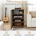 thumbnail image 4 of Wirrytor Media Storage Cabinet, 4-Tier Shelves Audio Video Record Stand Cabinet with Height Adjustable, Modern AV Cabinet with Doors and Pulley, Storage for Entertainment Stereo Component,Walnut, 4 of 8