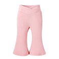 thumbnail image 6 of Krdevn Girls Solid Crossover High Waist Capri Flare Leggings 3 Pack Stretch Knit 12-18 Months,Pink, 6 of 9