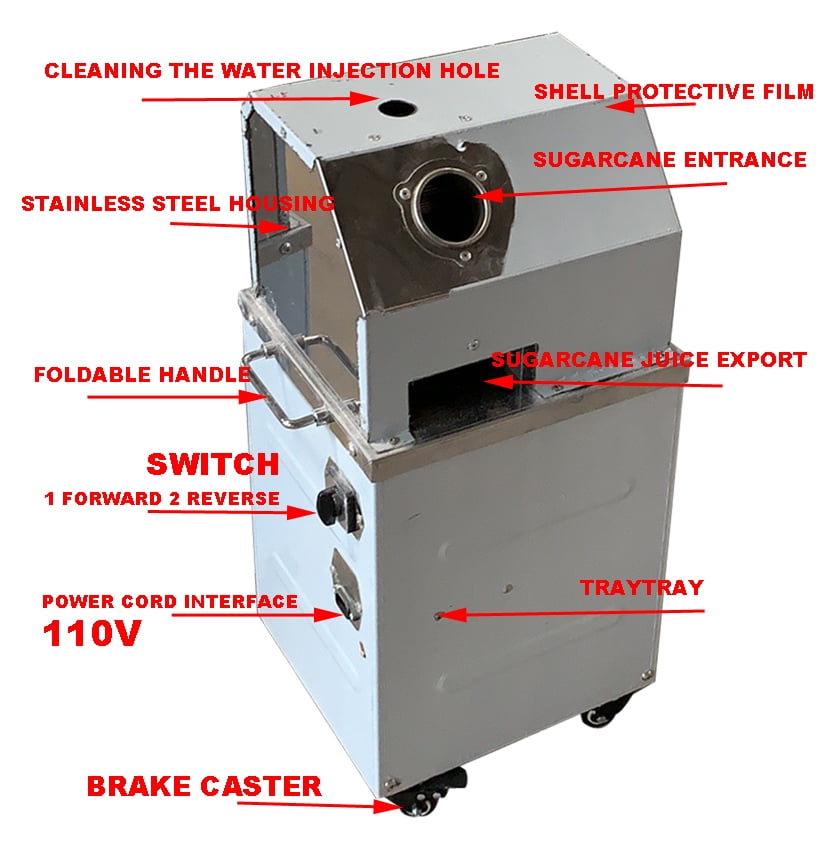 3 Rollers Electric Sugarcane Juicer Sugar Cane Press Juice Machine Commerical Vertical 110V 800W