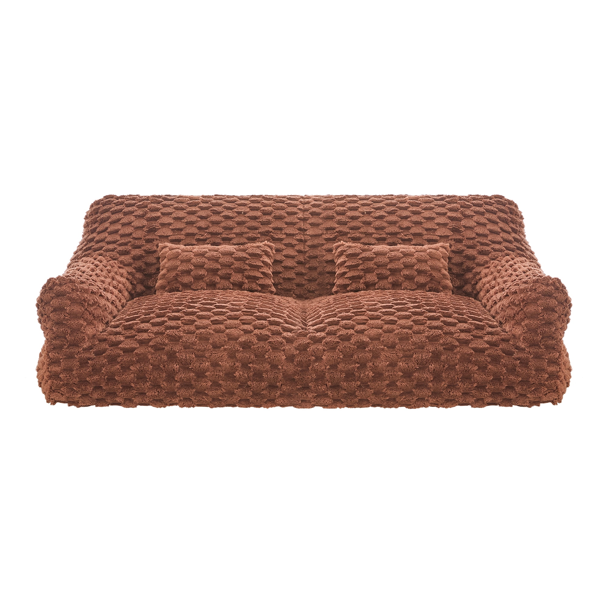 Spruce & Spring Ultra-Plush Fleece Lazy Sofa with Pillow & Blanket, Cozy Bean Bag Loveseat for Living Room & Bedroom,Cedar