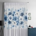 thumbnail image 5 of White Blue Flower Semi Sheer Curtains Drapes for Living Room,Bedroom,French Doors Window 45 Inches Long,Vintage Pastoral Floral Petals Spring Rod Pocket Chiffon Curtain Drapery Voile Draperies Panel, 5 of 6