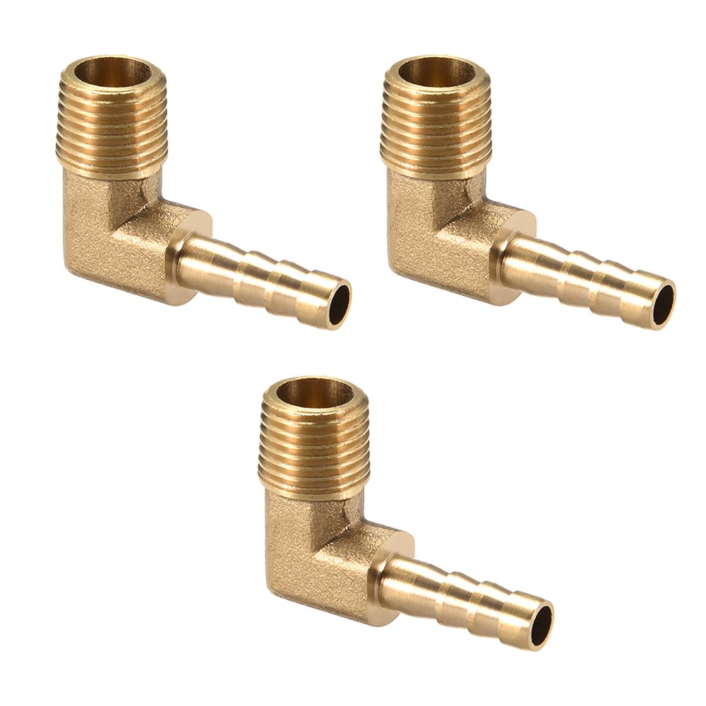 Brass Barb Hose Fitting 90 Degree Elbow 6mm Barbed x 1/4 G Male Pipe