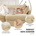 thumbnail image 6 of Miekor Furniture L-shaped 3-seater modular sofa, with 1 movable footstool, crescent-shaped armrests, and wraparound back and arm cushions, chenille fabric, wheat colour MK1092, 6 of 12