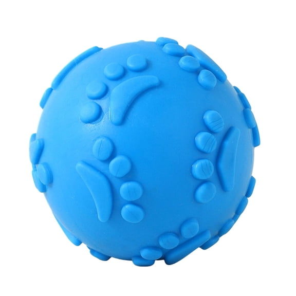Clearance! Durable Pawprint Squeaky Ball - Teeth-Cleansing Chewable Toy with Sound, Tough Rubber Ball for Aggressive Chewers, Fun Fetch Toy for All Breeds,Blue