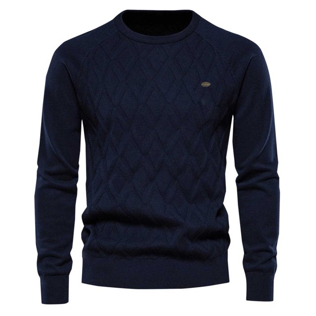 AherBiu Chandails pour Hommes Col Rond Manches Longues Tricot Automne Décontracté Thermique en Coton