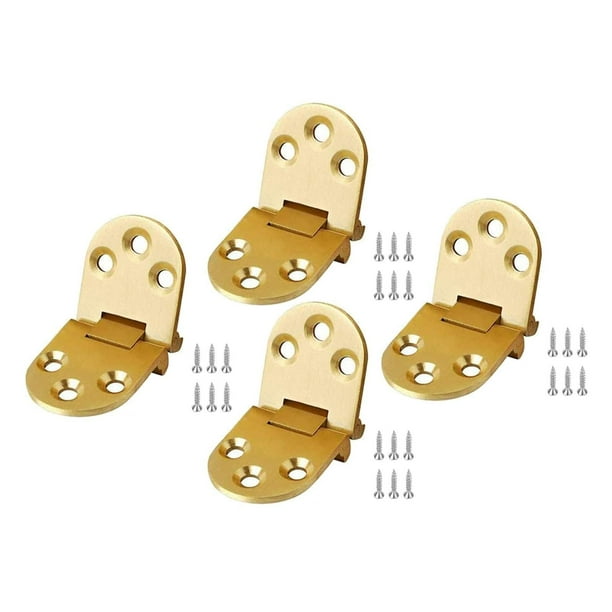 Paquete de 4 bisagras plegables de acero inoxidable para mesa o armario, 29,5 x 78,6 mm, compactas dorado