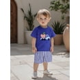 thumbnail image 5 of BemeyourBBs Toddler Baby Boy Back to School Outfit Baby First Day of School Kindergarten Outfit Baby Boy Summer Clothes Apple Embroidery Short Sleeve T Shirt and Plaid Shorts 2 Pcs Set, 5 of 8