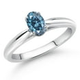 thumbnail image 2 of Gem Stone King 10K White Gold  Solitaire Engagement Ring Persian Blue Oval Moissanite (0.45 Cttw), 2 of 4