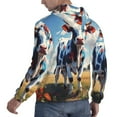 thumbnail image 6 of Uemuo Colorful Cow Pasture Pattern Men's Hoodie - Casual Pullover Hoodie with Kangaroo Pocket, Stylish Hooded Sweatshirt for Everyday Wear-Large, 6 of 7