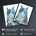 thumbnail image 2 of Artery8 Smiling Blue Cat with Flowers in Fur Watercolour Kids Bedroom Nursery Art Print Framed Poster Wall Decor 12x16 inch, 2 of 3