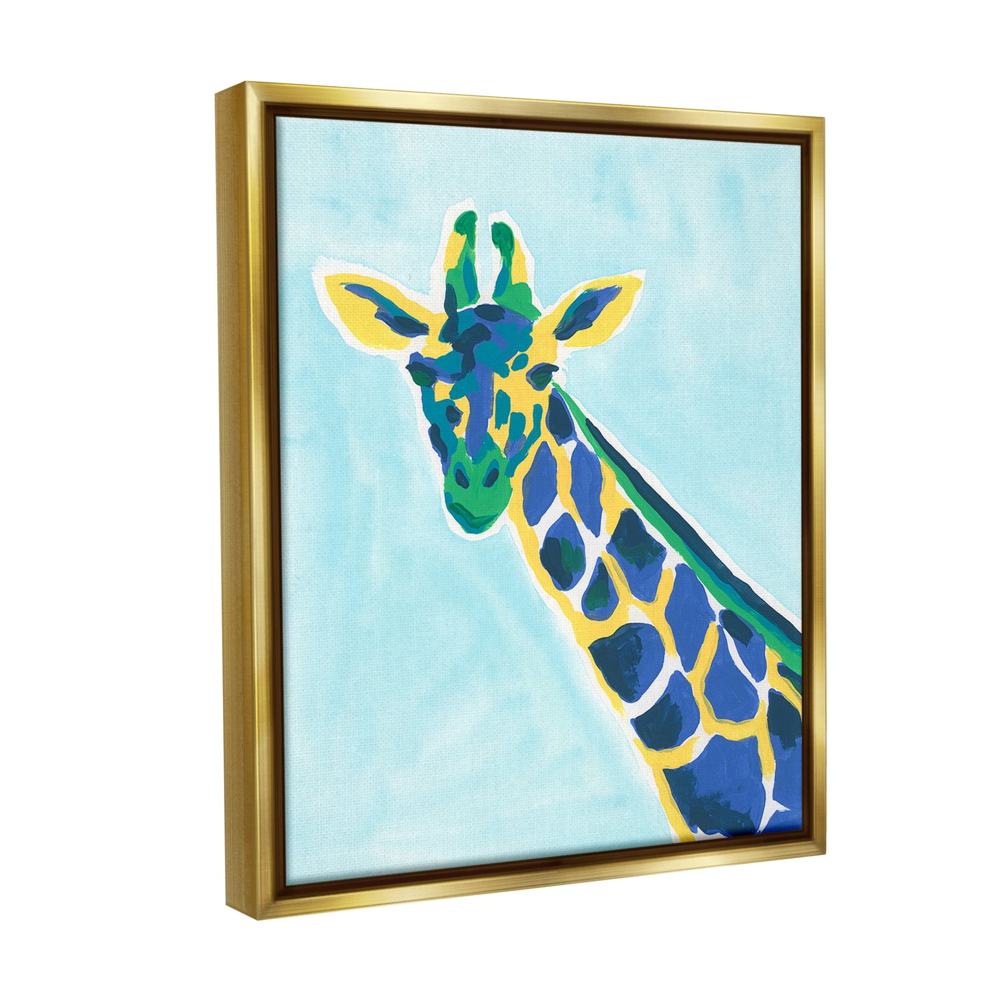 Stupell Industries Modern Hue Giraffe Animals & Insects Painting Gold Floater Framed Canvas Art Print Wall Art, 25 x 31