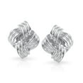 thumbnail image 2 of Bling Jewelry Womens Square Two Tone Rope Love Knot Clip On Earrings Silver, 2 of 4