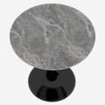 thumbnail image 4 of 27.6-inch black coffee table, mid-century modern style dining table, accommodates 2-4 people, featuring a round dark gray textured marble tabletop, suitable for various settings., 4 of 5