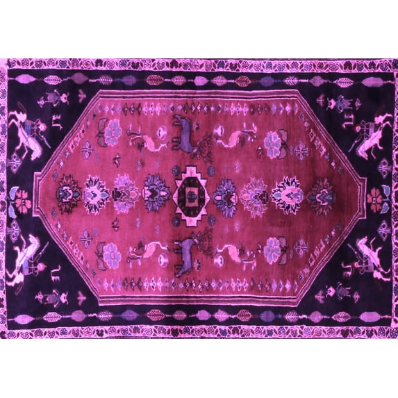 Ahgly Company Indoor Rectangle Animal Purple Traditional Area Rugs, 8' x 10'