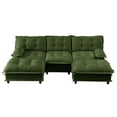 thumbnail image 2 of 107" U Shaped Modern Sofa Modular Sectional Cloud Couch with 2 Ottomans, 3-Seat Chenille Deep Seat Sofa with Comfy Lattice Decored Seat Cushion, Bedroom and Apartment (Green), 2 of 11