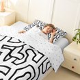 thumbnail image 3 of Homewish Abstract Wavy Stripes Twin Comforter Sets,Contemporary Artwork Bedding Set,White Black,Reversible,2pcs,1 Comforter and 1 Pillowcase, 3 of 7
