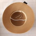 thumbnail image 4 of Sombrero con protección solar de paja para mujer, gorra de playa de verano para viajes, jardinería, decoración plegable UPF de concha/lazo, 4 of 5