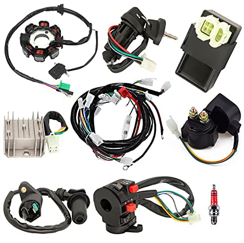 Complete Electrics Wiring Harness 8 Stator Ignition Coil CDI Tail Light Compatible with 4 Stroke 150cc 200cc 250cc 300cc ATV Quad Dirt Bike