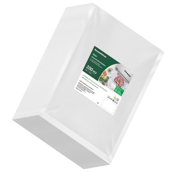 Bonsenkitchen Precut Vacuum Sealer Bags 200 Quart 8" x 12", BPA Free, Commercial Grade Textured Food Vacuum Sealer Bag, Thick Embossed Bags for Stora
