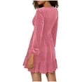 thumbnail image 6 of ATENAR Womens Dresses,Dresses for Women,Mini Dreeses,Long Sleeve,V Neck,Easy Care,Solid,S(US:4), 6 of 8