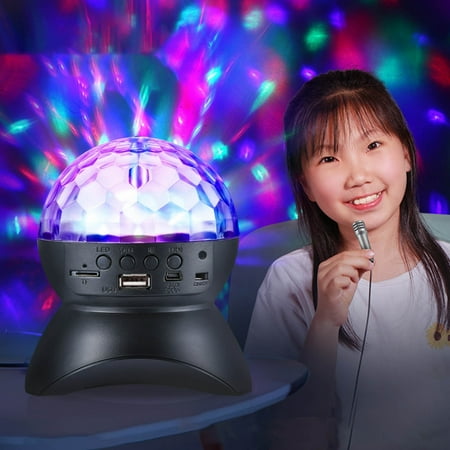 Portable Speaker Qwtwty Crystal Ball Disco Bluetooth LED Party Lights Speaker Support FM Card AUX with MIrcophone