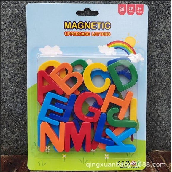 26 Piece Alphabet Letter Fridge Magnets Set - Multicolor Plastic Magnetic Toys for Kids Learning Spelling Education