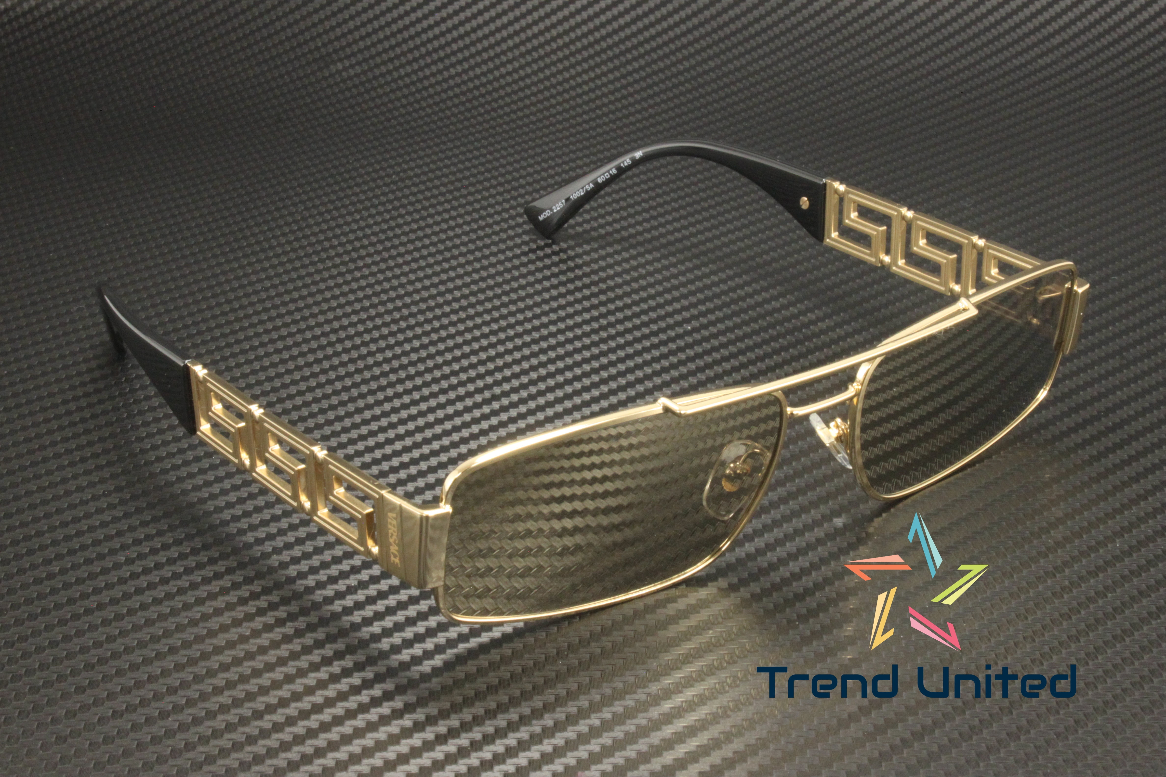 Versace Brown Mirror Gold Rectangular Men's Sunglasses VE2257 10025A 60
