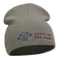 thumbnail image 4 of Freedom Reigns Phrase Embroidered Short Knitted Beanie - Grey OSFM, 4 of 5